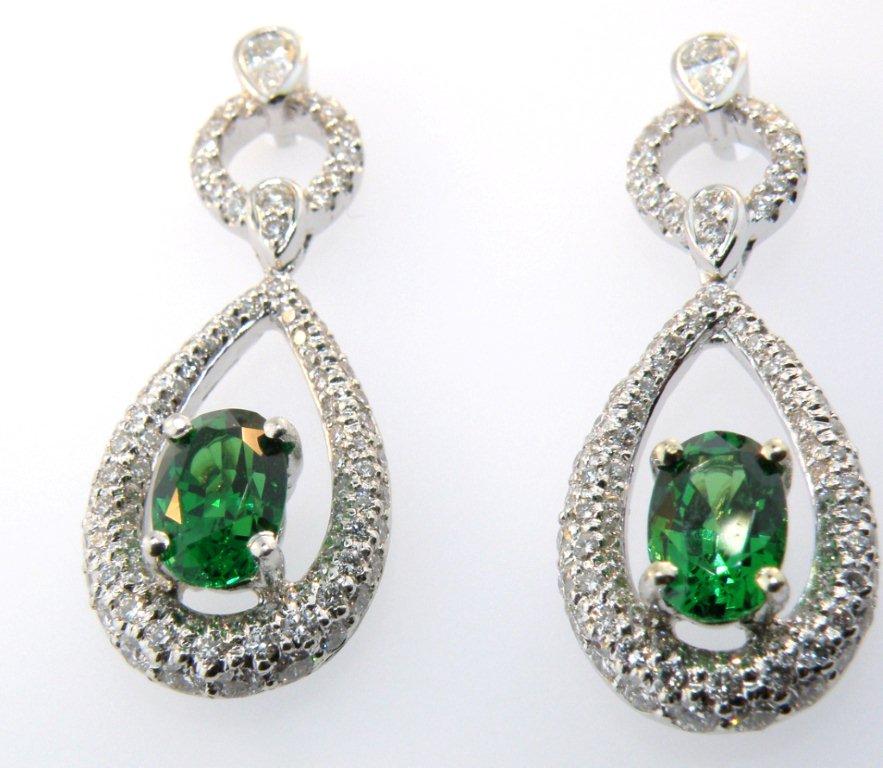 Tsavorite Garnet and Diamond Earrings